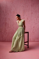 PISTA GREEN DORI TOP DRAPED PANTS